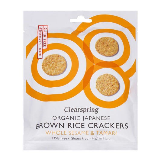Clearspring -Organic Japanese Brown Rice Crackers - Whole Sesame (40g)